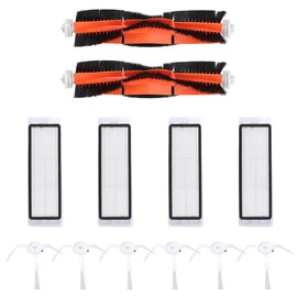 12Pcs Robot Vacuum Cleaner Filters Main Brush Side Brush Kit Replacement Fit for Xiaomi Mijia