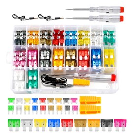 300Pcs Car Fuses Assorted Kit, Standard/Small/Mini Blade Fuse with 2 Automotive Circuit Tester Screwdriver and 2 Fuse Puller for RV Truck Motorcycle(3A 5A 7.5A 10A 15A 20A 25A 30A 35A 40A)