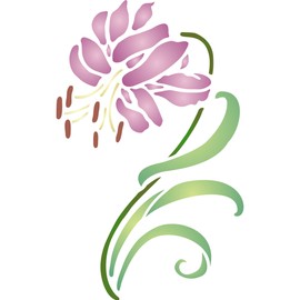 Tiger Lily Stencil - 12.5 x 20cm (M) - Reusable Flora Leopard Panther Lily Flower Wall Stencil Template