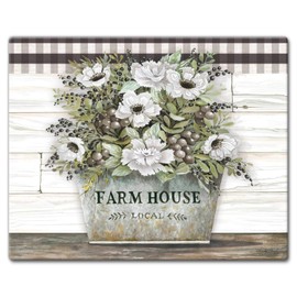 CounterArt Vintage Farmhouse Decorative 3mm Heat Tolerant Tempered Glass Cutting Board 15" x 12" Made in the USA Dishwasher Safe
