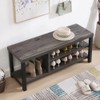 EXCEFUR Industrial Entryway Bench, Rustic Indoor Shoe Boot Storage Bench