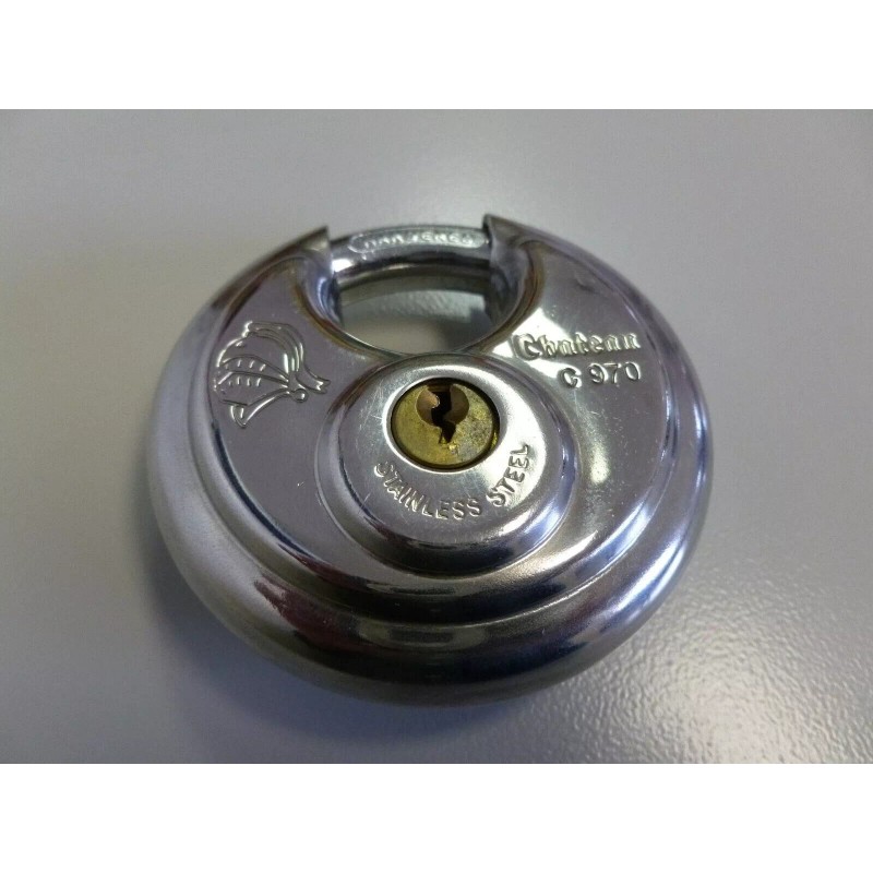 Chateau Padlock Stainless Steel Heavy Duty 3 Keys Round Disc