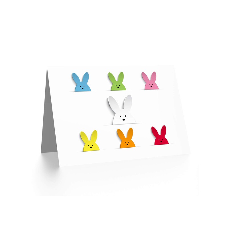Wee Blue Coo EASTER BUNNIES MULTI COLOUR BLANK GREETINGS CARD