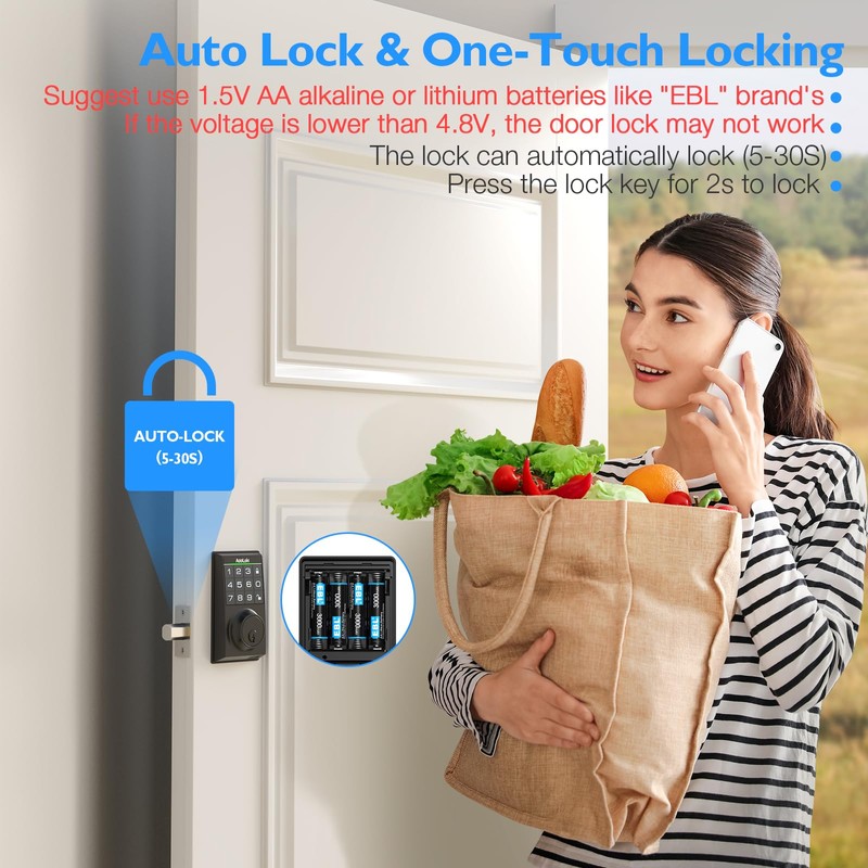 Aibocn Electronic Keypad Deadbolt Door Lock, Auto Lock, Keyed Entry