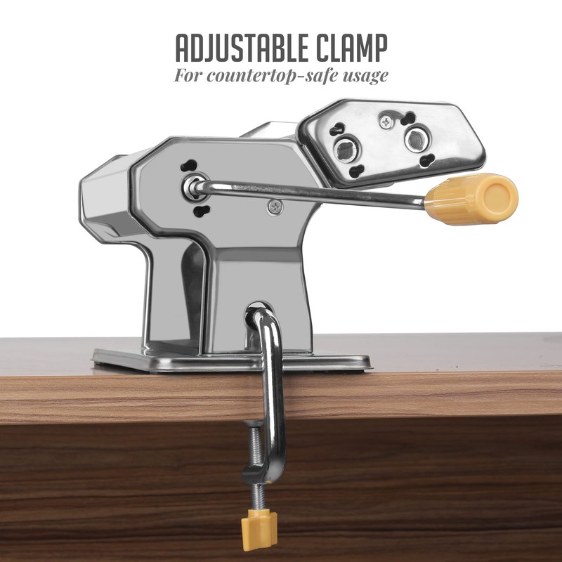 OVENTE Manual Stainless Steel Pasta Maker Machine and 7 Thickness