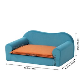 AFBKSS&BB Cat Foam Sofa Bed, Small Pet Couch, Puppy Dog Couch with Removeable & Washable Cushion for Small Dogs Cats(Blue)