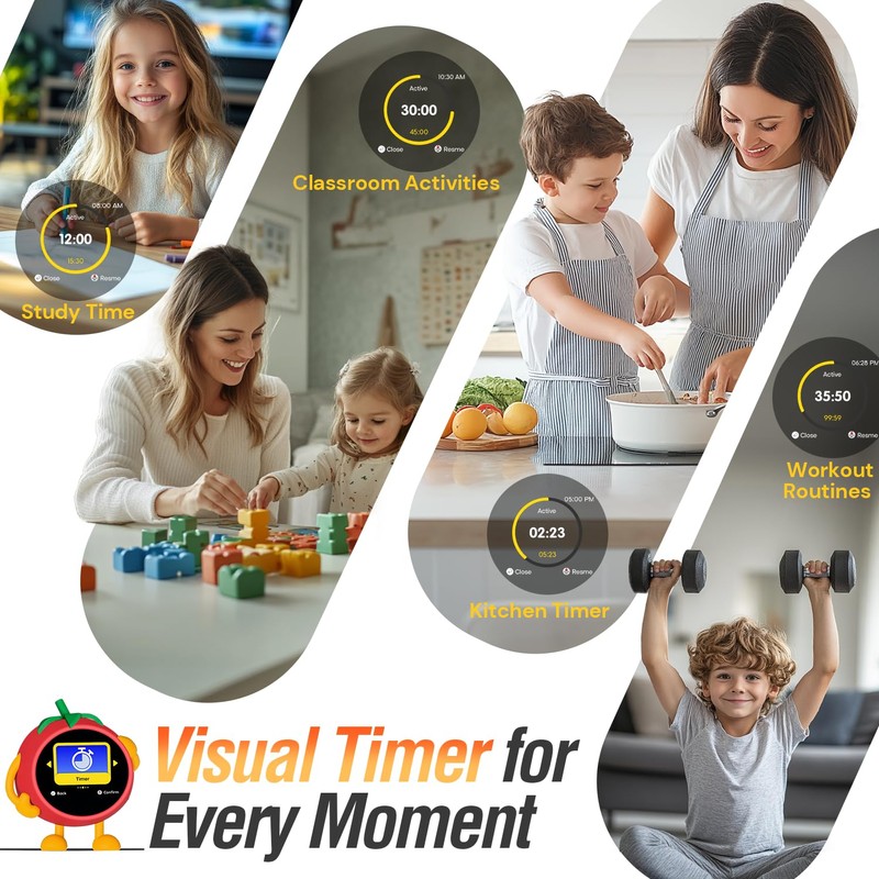 MOMILLA Kids Alarm Clock for Bedrooms, Colorful Display 7-Day Programmable