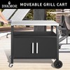 Dining Cart Table with Big Storage Cabinet, Movable Outdoor BBQ