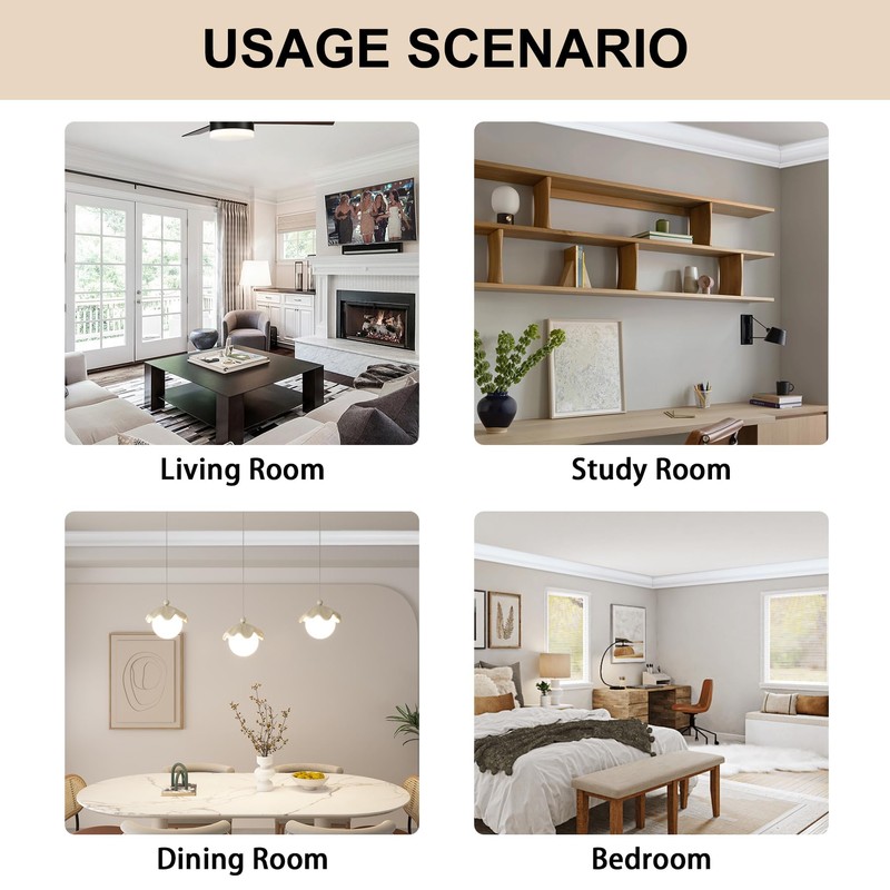 Hungbak Ceiling Crown Molding Trim for Home Decor, 96" Long