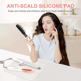 Suafrnut Oversize Silicone Heat Resistant Mat, Portable Travel Mat Cover for Curling Irons, Flat Irons, Hair Straightener and Hot Hair Styling Tools(14.2" x 11")