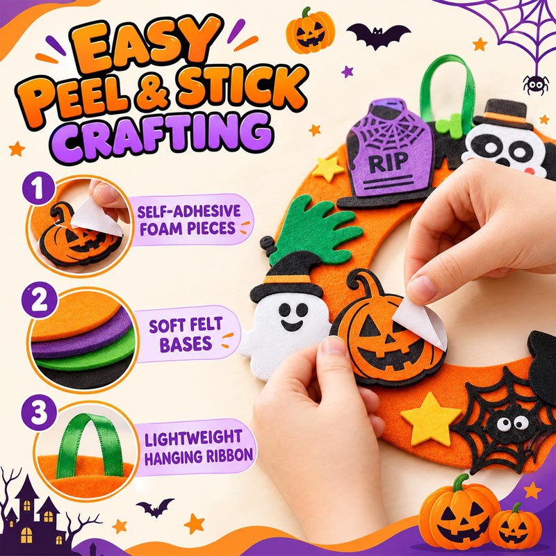 Halloween Wreath Craft for Kids - 8 Pack DIY Foam