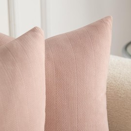 Mandioo Set of 2 Cushion Covers, 40 x 40 cm, Pink Chenille Cushion Covers, Soft, Cosy, Durable, Modern Decorative Cushion Cover for Sofa, Living Room, Bedroom