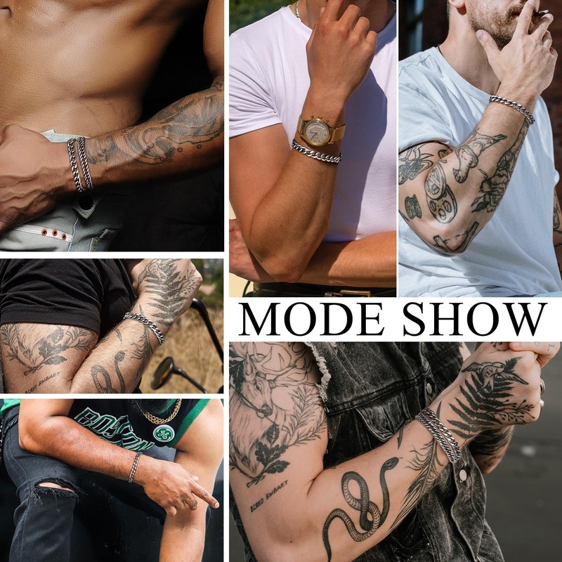 Dochais Men's Bracelet Silver Gold Stainless Steel Bracelets Curb Chain