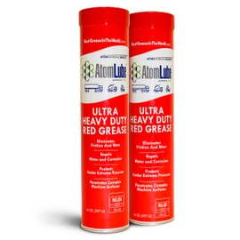 AtomLube Ultra Heavy Duty Red Grease, 2-Pack of 14 Oz. Tubes| Waterproof & High Temp Lubricant | Wheel Bearing Grease for Semi Truck Accessories