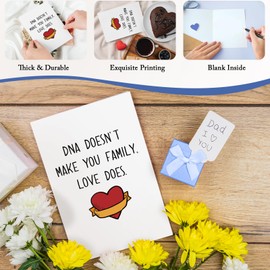 Qiliji Funny Stepdad Birthday Card from Stepdaughter Stepson, Birthday Card for Step Dad, Fathers Day Cards Gifts for Stepdad, Bonus Dad Gifts, DNA Doesn't Make You Family, Love Does