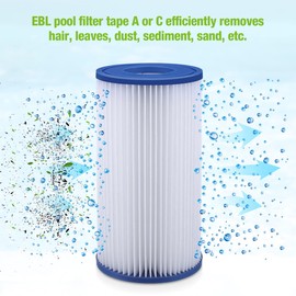 EBL Type A or C (29000E/59900E) Replacement Pool Filters, Compatible with Intex Pool Pump, Fit Perfectly for Bestway type III filter cartridges #5801, Easy to Install, 3 Counts