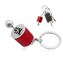 SHMZK Car Gearbox Keychain, Six Speed Manual Transmission Keychain, Creative Gear Shift Stick Keyring, Car Accessories (Red)