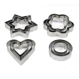 LoveChef Set of 12 Christmas Cookie Cutters, Dough Cutter, Star/Heart/Round, Plum Blossom, Stainless Steel