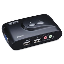 Tripp Lite B004-VUA2-K-R 2 Port USB KVM Switch w Audio and Cables