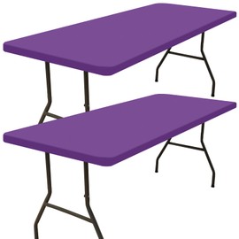Smiry - Juego de 2 manteles rectangulares para pícnic, impermeables, elásticos, lavables de poliéster rectangular, para camping, interior y exterior (morado, 30 x 72 pulgadas)