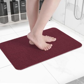 Hargiis Non-Slip Bathtub Mat, Anti Slip Shower Mat, Fast Drying Bathtub Mats, Foot Scrubber Mat, Anti Slip Mat for Tub, Floor, Bathroom, Kitchen, Home, Hotel (Wine Red 24"×16")