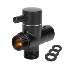 Shower Diverter T Adapter Shut-off Valve Replacement for Shower Head Arm Diverter G1/2" Female Inlet x G1/2" Male Outlet (Black)