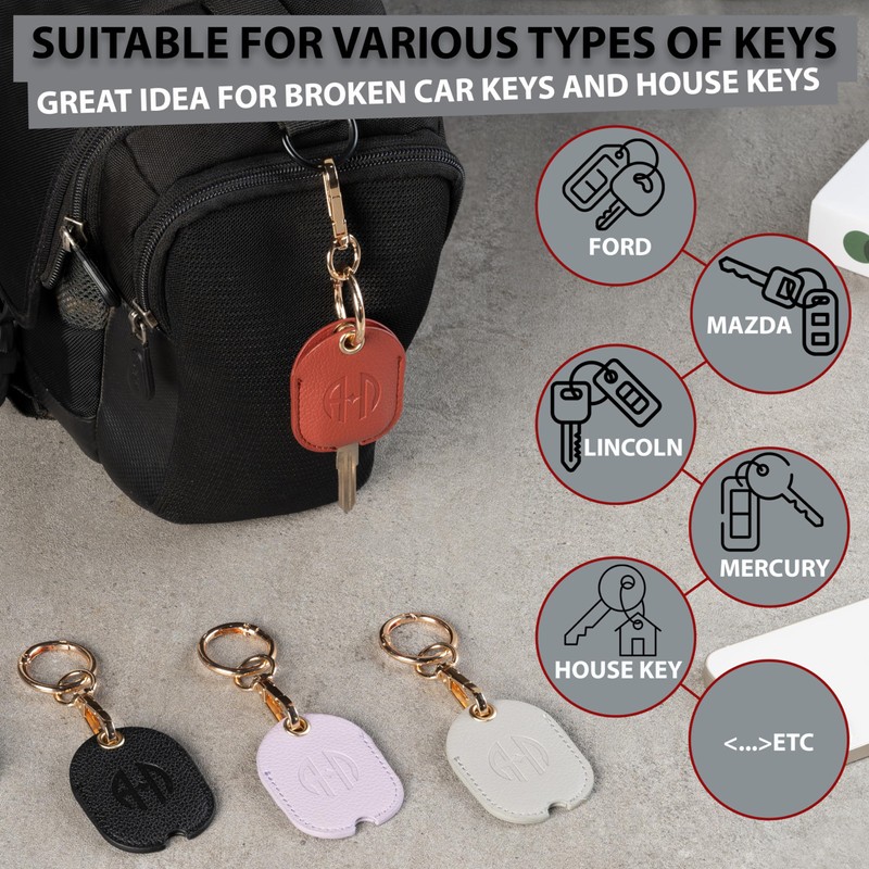 ANHBKAR Leather Keys Sleeve for Broken Car Key Loop Replacement