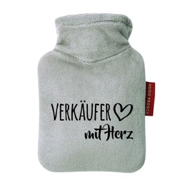 Huuraa Taschenwärmer Herz Geschenk 0,2 Liter Grey Mini Veloursbezug Geschenkidee