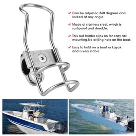 2-Piece Fishing Rod Holder Stainless Steel Fishing Rod/Mast Holder Rail Mounted Clamp on Rod Holder for Fishing Boat Kayak Marine 26 mm 32 mm (32 mm)
