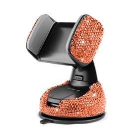 eing Car Phone Mount Cell Phone Holder with One More Air Vent Base,Bling Crystal Universal Phone Mount Holder Cradle for Dashboard,Windshield and Air Vent,Orange