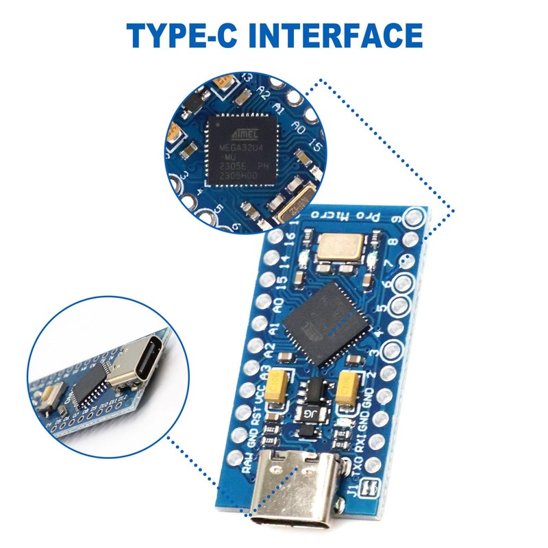Placa De Desarrollo Pro Micro 32U4 5V/16MHz - Compatible Con Arduino, Con Interfaz Micro USB Y Auto Actualizador USB