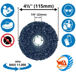 5PCS - 4 1/2" x 7/8" Strip & Clean Discs for Angle Grinders, Black Easy Strip Disc for Angle Grinder, Surface Treatment, Rust Paint Glue Removal, Descaling (Medium), RPM 11,000