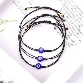 YELUWA 3Pcs Black Evil Eye Bracelet for Women Men Good Luck Jewelry Nazar Kabbalah Protection Couple Friendship Family Ojo Turco Strings Lucky Charm Gifts for Birthday