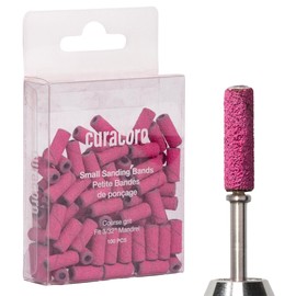 Curacoro 100 Pcs Mini Sanding Bands for Nail Drill – Fit 3/32" Mandrel, Grit 80/120/180/240, Disposable Nail Sanding Bands for Natural Nails, Acrylics, and Gels