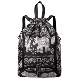 FAVORTALK Waterproof Drawstring Bag Multi- Purpose Drawstring Backpack for Beach Swimming Travel School Large Capacity String Backpack Water Resistant String Bag with Shoe Compartment - D29077