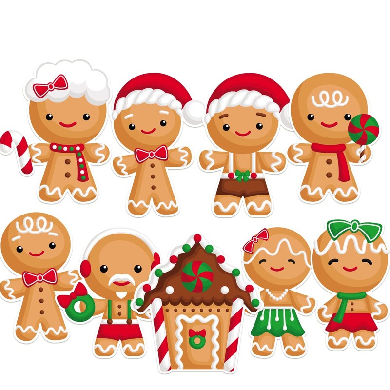 Fancy Land 45PCS Gingerbread Cutouts Christmas Decoration Holiday Classroom School