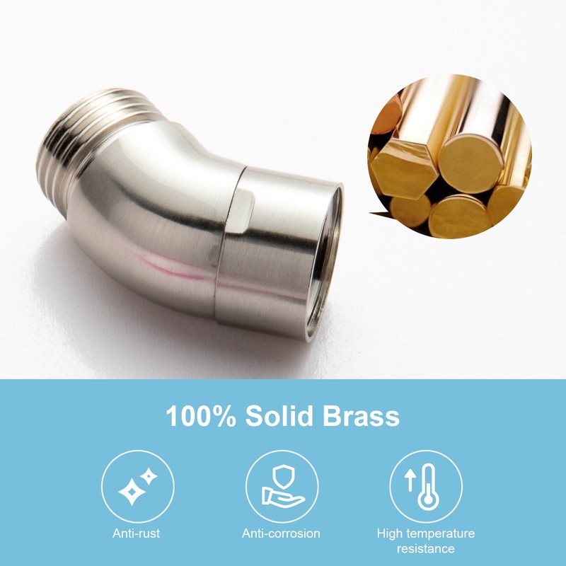 OFFO Shower Head Elbow Adapter, Brushed Nickel All Metal Handheld