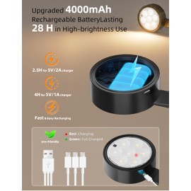 VOLISUN Picture Lights for Wall, 4000mAh Rechargeable Picture Light Battery Operated, 3 Color Temperatures Cordless Picture Light with Remote, Art Light for Painting, Gallery, Portrait, 6 Pack (Black)