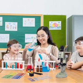 Science Kits for Kids Beginner Microscope with LED 100X 400X and 1200X-Include Sample Prepared Slides 12pc- Educational Toy Birthday Valentine's Day Gift Green