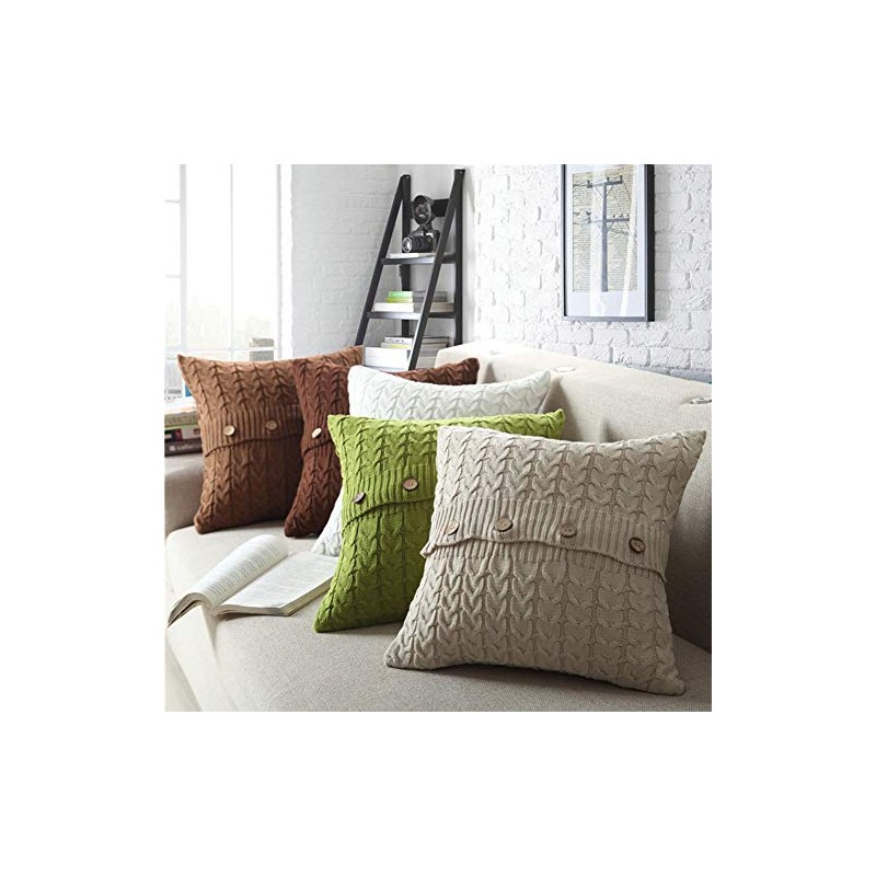 vctops Cotton Cable Knit Pillow Cover Soft Warm Throw Pillow