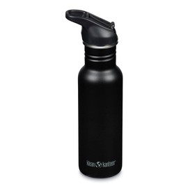 Klean Kanteen Stainless Steel Drinking Bottle, 532 ml, Classic Narrow (Flip Sport), Black, Bicycle Bottle, with New Drinking Cap