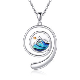MONGAS Mountain Ring Holder Necklace Sterling Silver Abalone Mustard Seed Pendant Mountain Jewelry Faith Gifts for Women