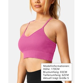 ZAAYO Women's Gym Bra Padded Crossback Fitness Sports Bra Removable Chest Pad Yoga Tops Knitted Seamless Sportswear, pink