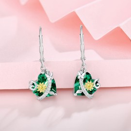 Oskani Sunflower Dangle Drop Leverback Earrings for Woman 925 Sterling Silver Cubic Zirconia Birthstone Jewelry for Valentines, Mothers Day, Cubic Zirconia Sterling Silver, Cubic Zirconia