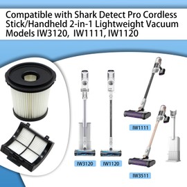 Aolleteau HEPA Filters Compatible with Shark IW3511 Detect Pro Auto-Empty System, Also Compatible with Shark IW1111 Detect Pro Cordless Stick Vacuum, 1 Pack Back HEPA Filter and 2 Pack PreFilters