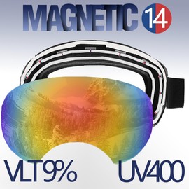 Dog Goggles, Dog Sunglasses Magnetic Reflective Colored Lens,Goggles with Adjustable Strap for Medium-Large Size Dogs(White Frame)