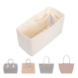 ArcDiary ArcDiay Pocket Organiser, Handbag Organiser, Multi-Pocket Design, Foldable, Handmade from Nylon and Satin, Silky and Smooth, Can be Used for Many Bags (mini-Craie)