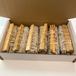 VIE Sage Smudge Stick, White Sage and Palo Santo 4", Pack of 6