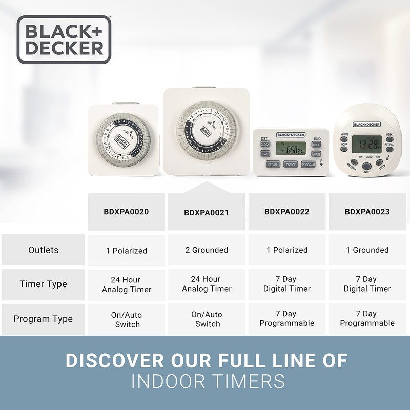 BLACK+DECKER Light Timers, Indoor, Programmable, 2 Pack, with 2 Grounded