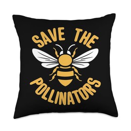 Bee Pollinator Garden Wildlife Flowers Bee Throw Pillow